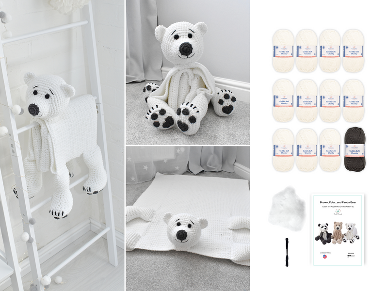 Cuddle and Play Polar Bear Blanket Crochet KIT – Dreamy Wool