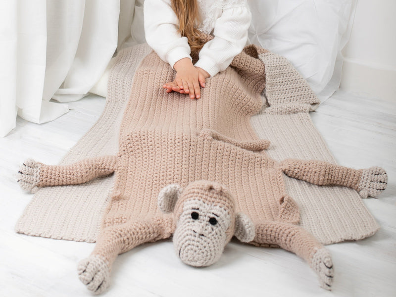 Crochet Monkey Monkey Lovey Blanket Baby Security Blanket Monkey
