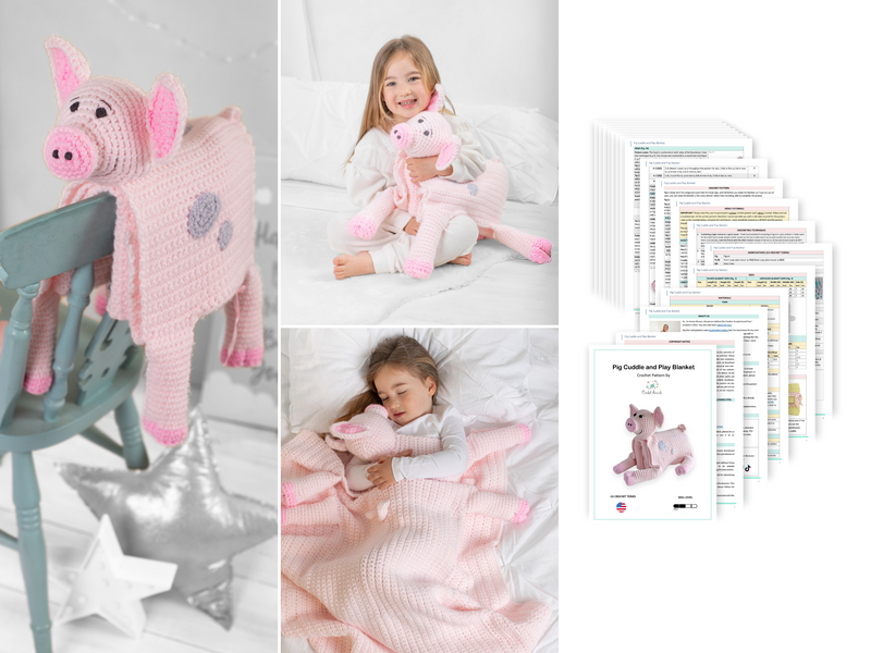 E-book Pig Crochet Pattern Cuddle and Play Blanket Toy – Dreamy Wool