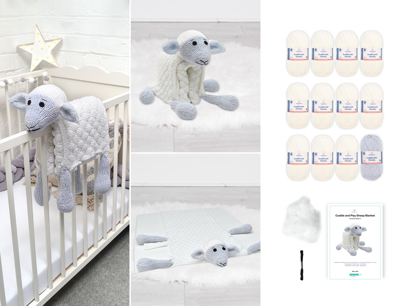 Cuddle and Play Sheep Blanket Knitting KIT