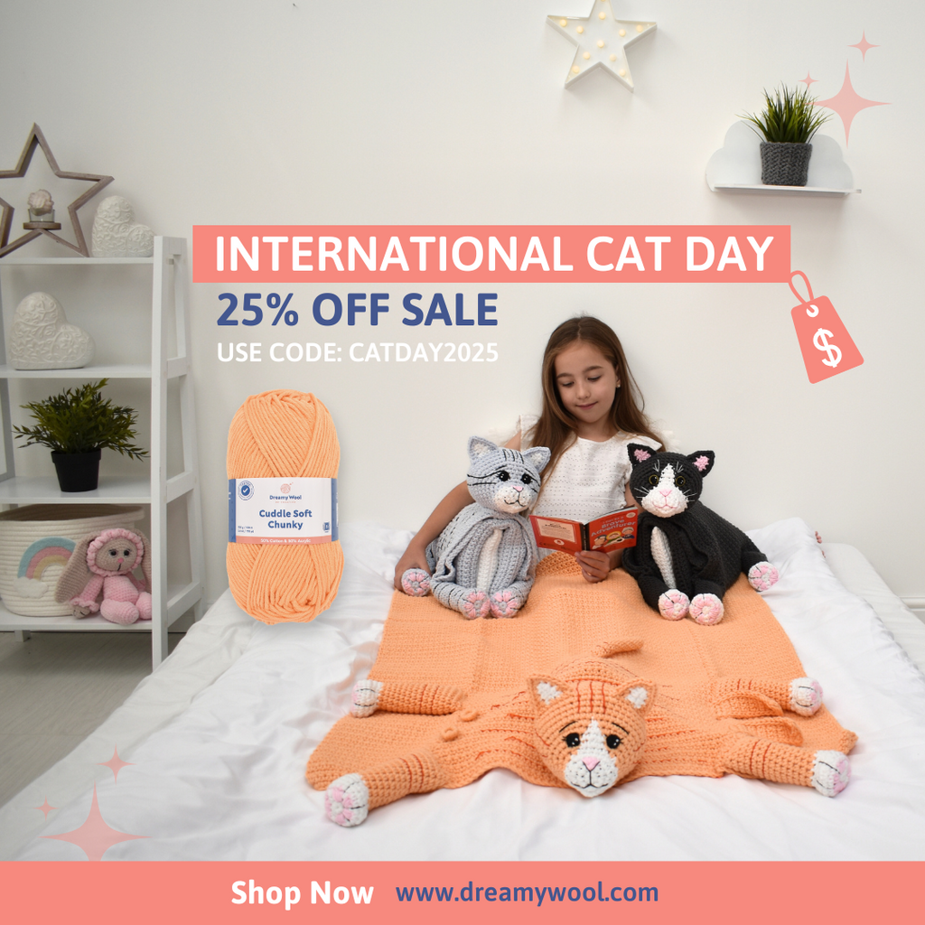 International Cat Day Special – 25% OFF the Cuddle & Play Cat Crochet Blanket!