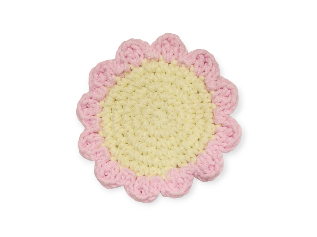 HAPPY FLOWER COASTER CROCHET PATTERN