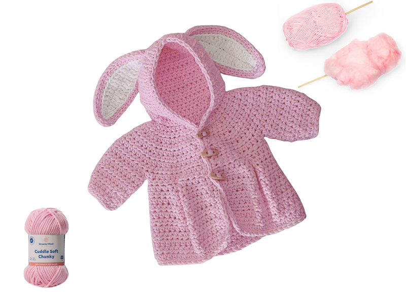 Bunny Hug Crochet Baby Jacket YARN PACK