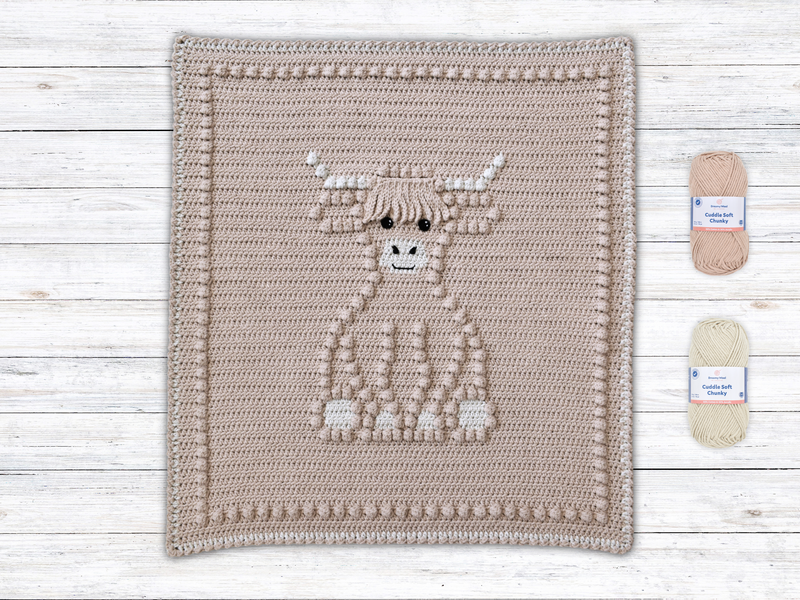 Bobbly Highland Cow Crochet Baby Blanket Yarn Pack
