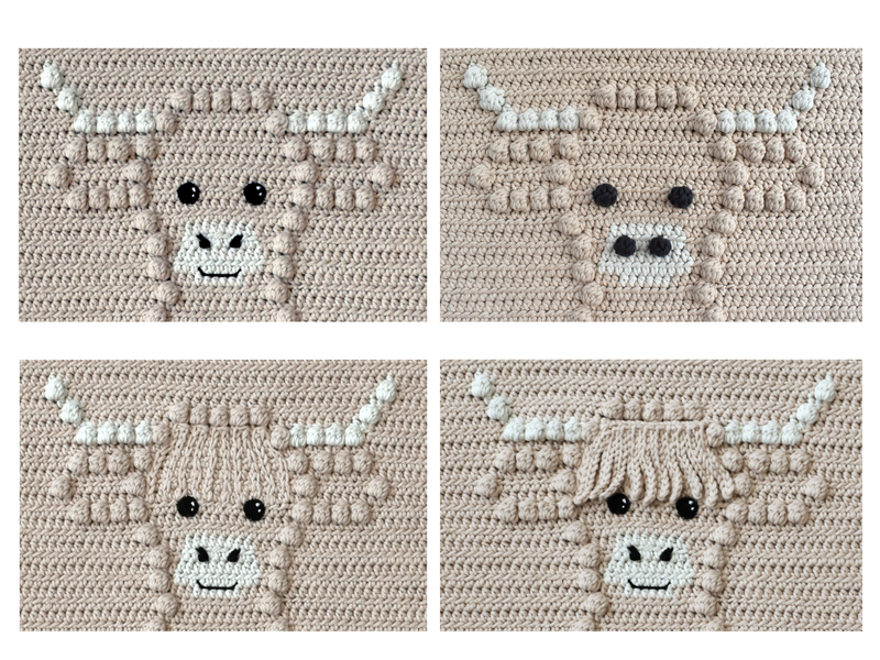 E-book Bobbly Highland Cow Baby Blanket Crochet Pattern / Scottish Cow Crochet Blanket
