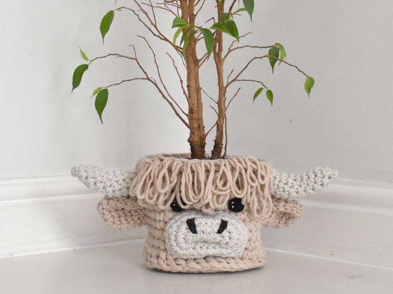 plant pot crochet pattern E-book Highland Cow Basket / Plant Pot Cover Crochet Pattern