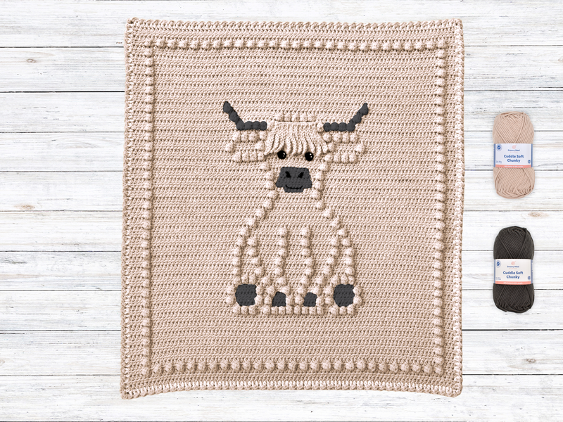Bobbly Highland Cow Crochet Baby Blanket KIT