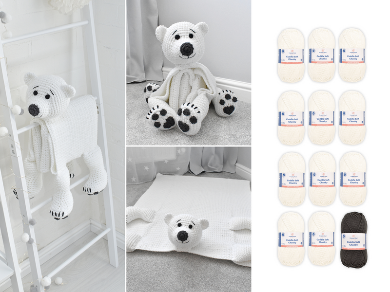 Cuddle and Play Polar Bear Crochet Blanket Yarn Pack
