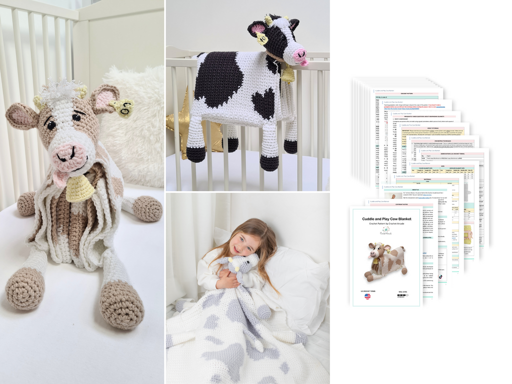 E-book Cow Crochet Pattern Cuddle and Play Blanket Toy – Dreamy Wool