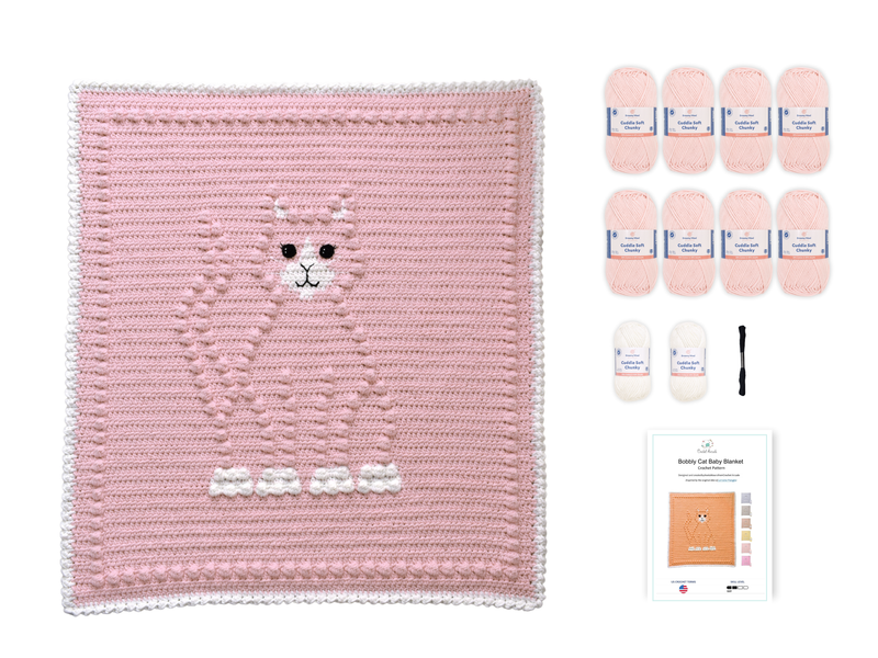 Bobbly CAT Crochet Baby Blanket KIT