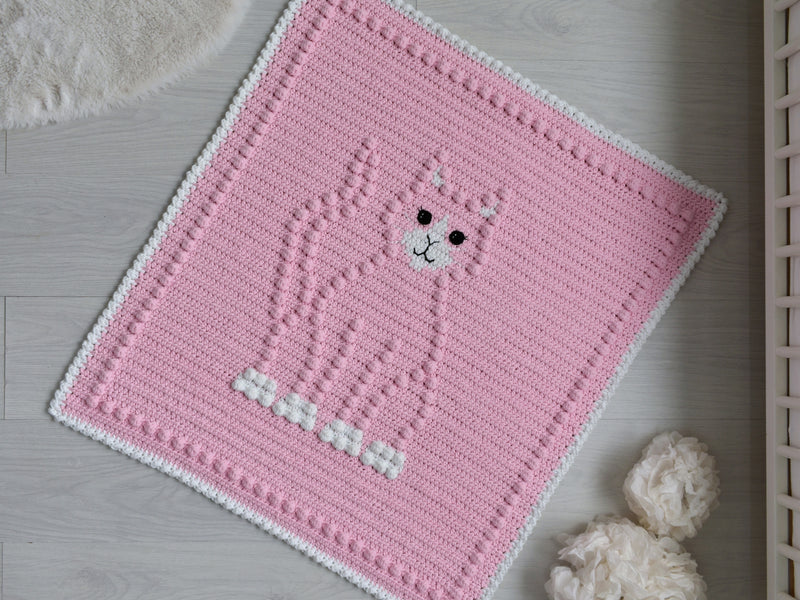 Bobbly CAT Crochet Baby Blanket KIT
