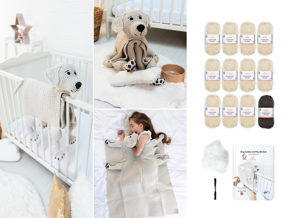 Cuddle and Play Labrador Dog Blanket Crochet KIT Dreamy Wool