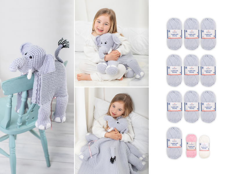 Cuddle and Play Elephant Crochet Blanket Yarn Pack