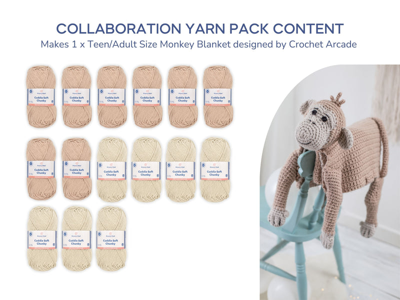 Cuddle and Play Monkey Crochet Blanket Yarn Pack