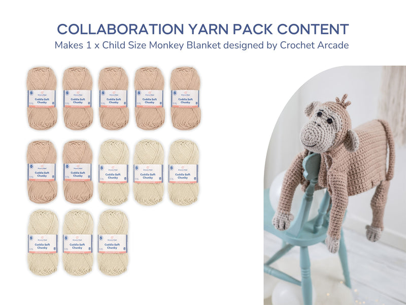 Cuddle and Play Monkey Crochet Blanket Yarn Pack