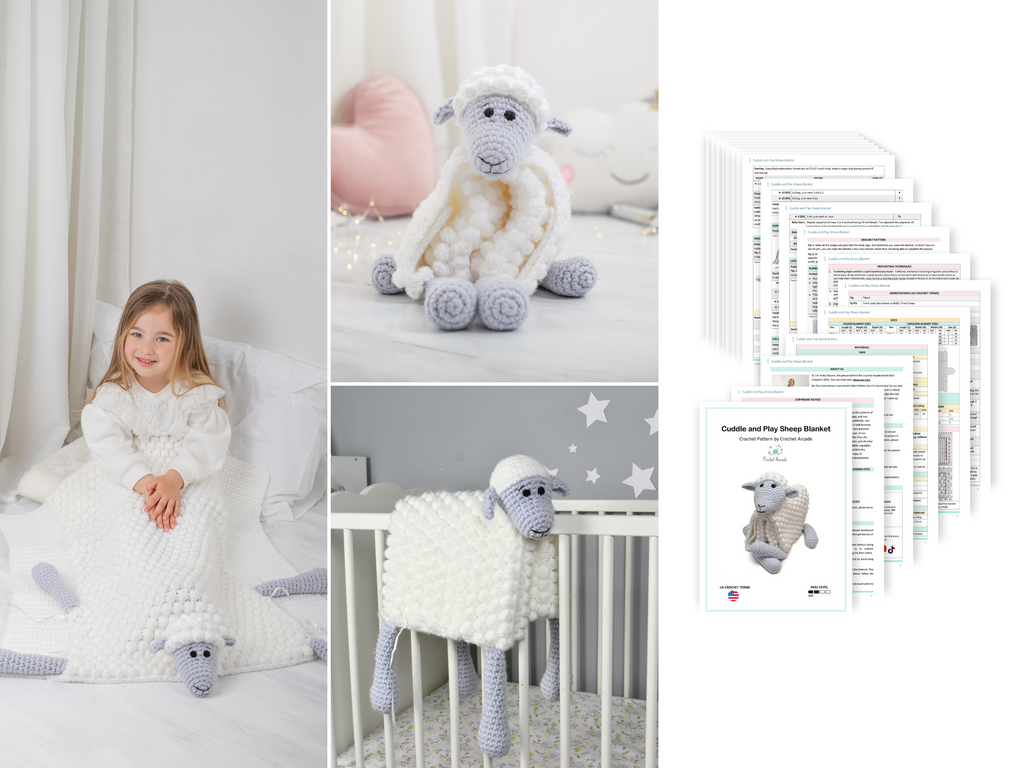 sheep cuddle and play blanket crochet pattern