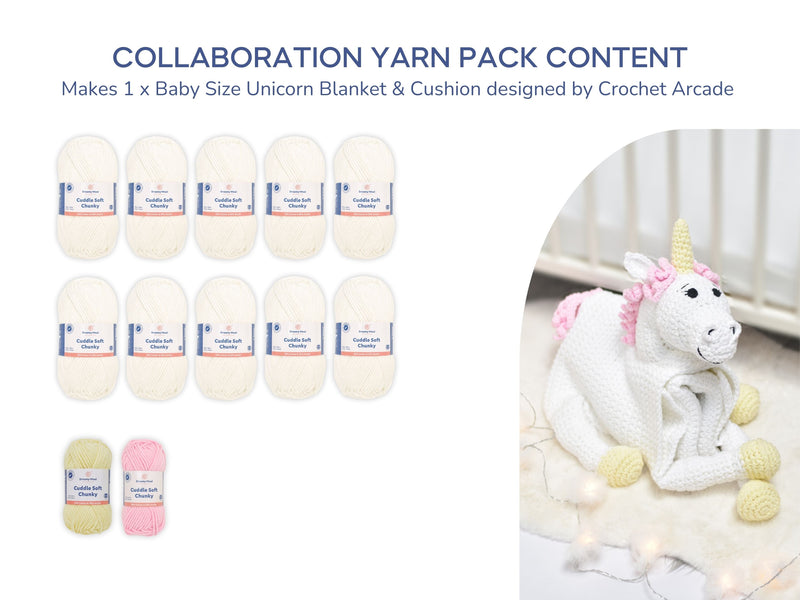 Cuddle and Play Unicorn Crochet Blanket Yarn Pack