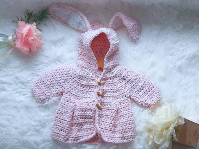 Bunny Hug Crochet Baby Jacket YARN PACK