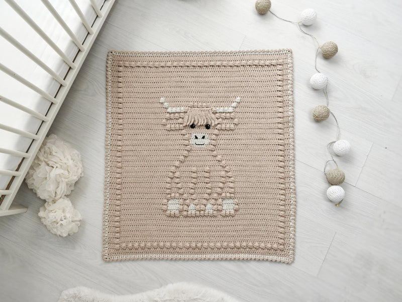 E-book Bobbly Highland Cow Baby Blanket Crochet Pattern / Scottish Cow Crochet Blanket