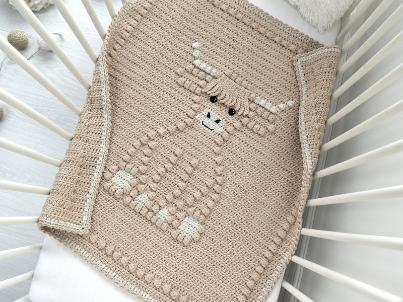Bobbly Highland Cow Crochet Baby Blanket KIT