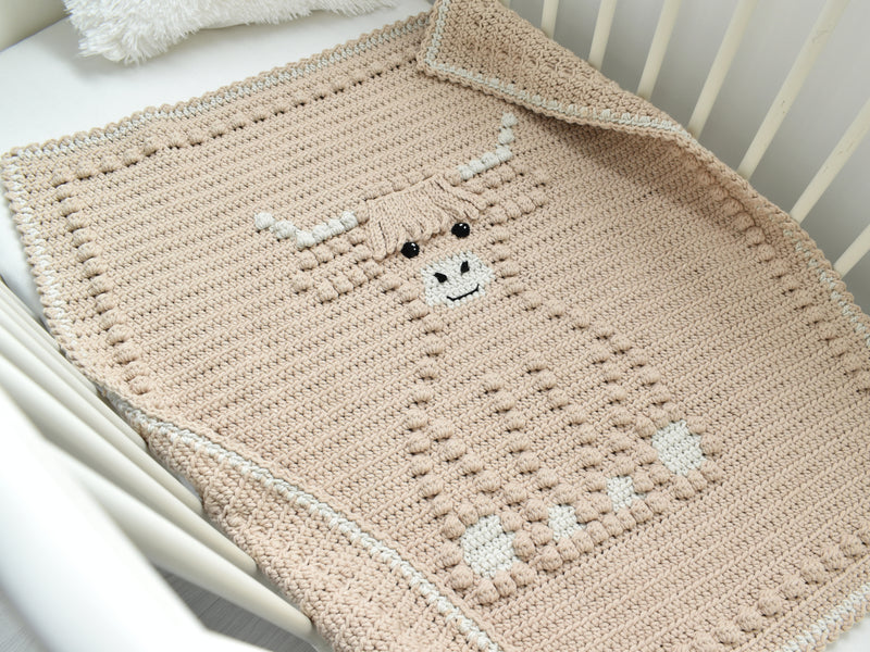 E-book Bobbly Highland Cow Baby Blanket Crochet Pattern / Scottish Cow Crochet Blanket